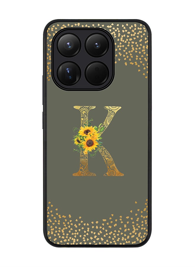 For Xiaomi 15T Case,Slim fit Camera Protection, Shockproof Thin Phone cover  - Custom Floral Monogram - K  (Olive Green )